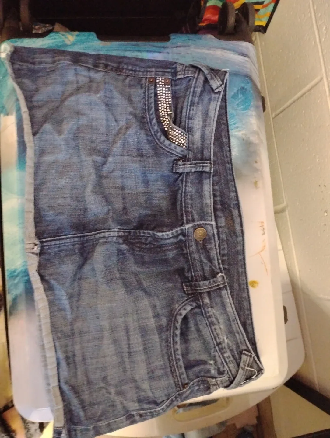 Denim Skirt with Rhinestone Pocket thumbnail