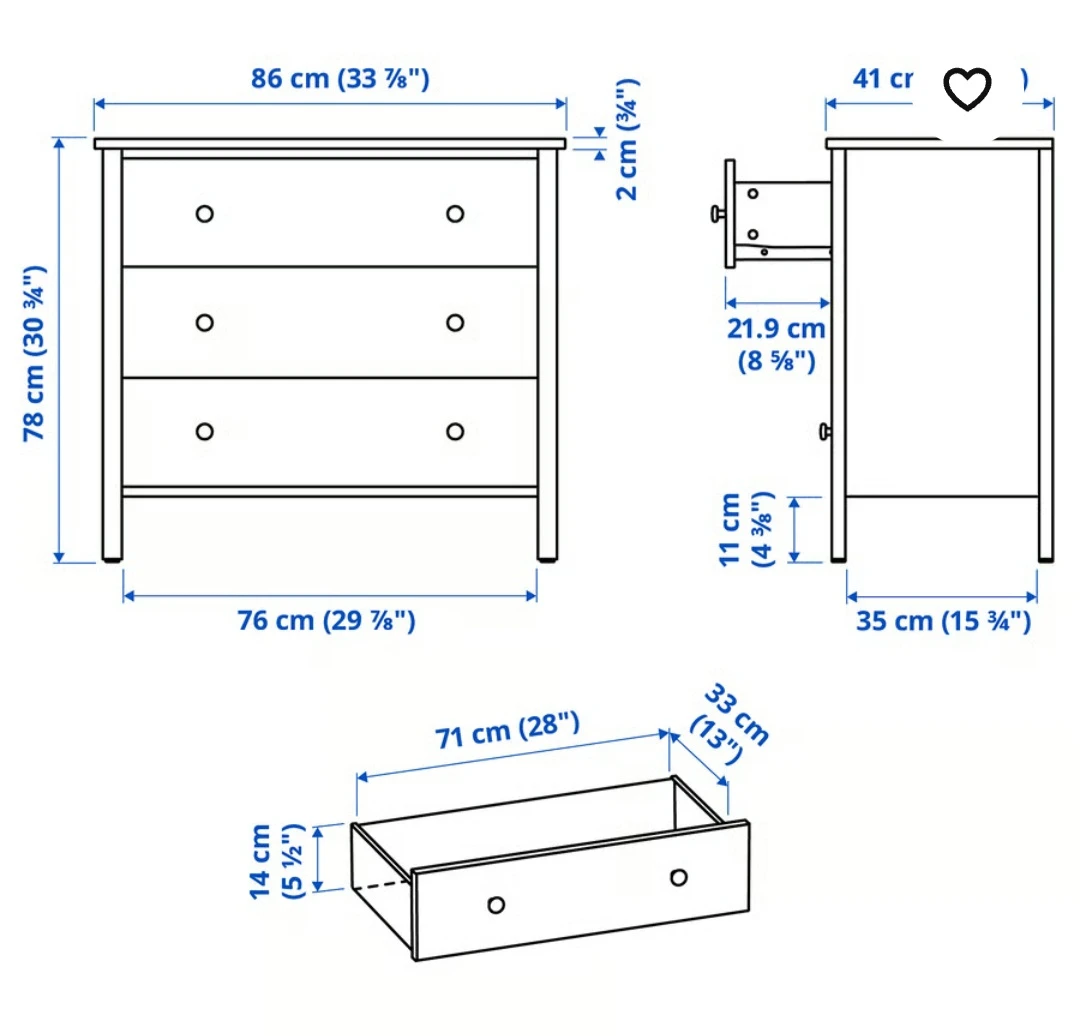 IKEA 3-Drawer Dresser - photo 5