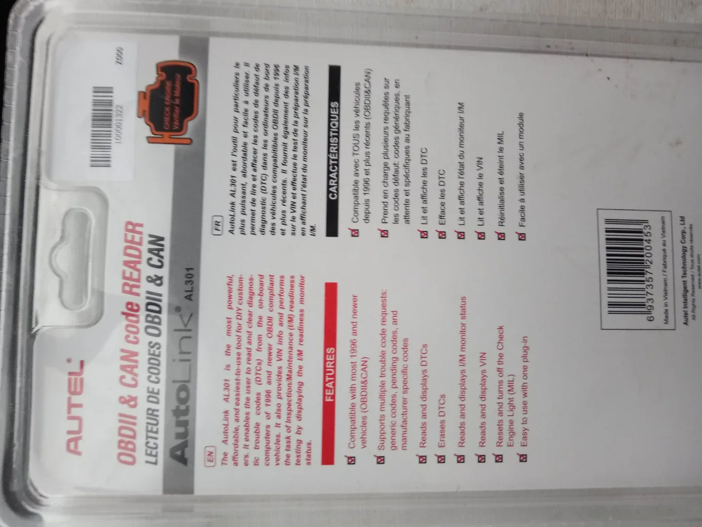 Autel AutoLink AL301 OBDII & CAN Code Reader image indicator(2)