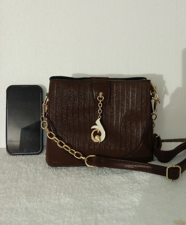 Brown Shoulder Bag with Gold Chain - photo 5