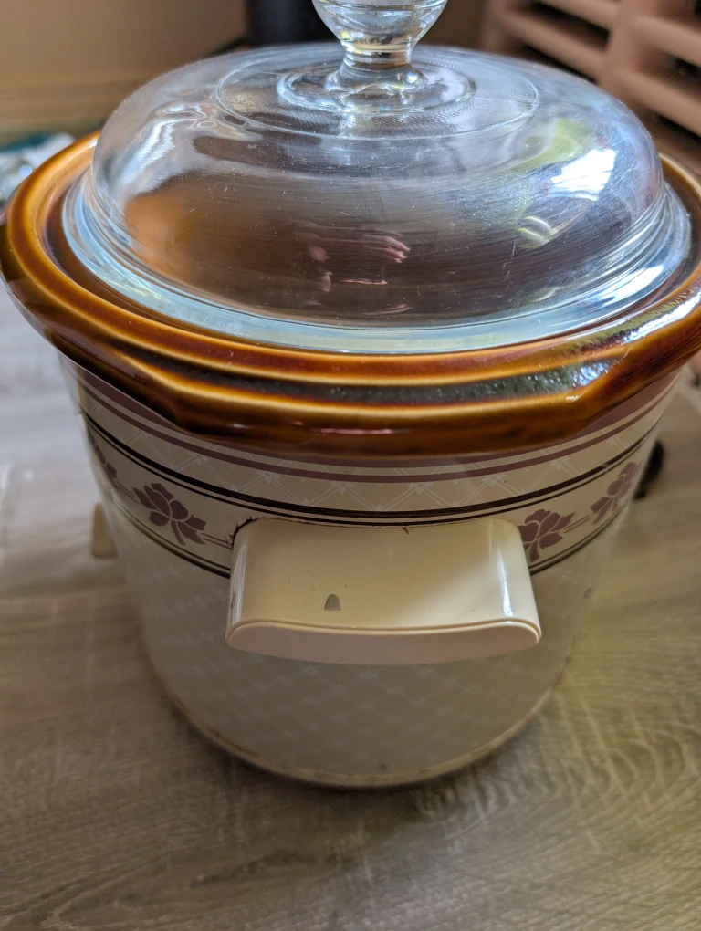 Vintage Floral Crock Pot with Glass Lid