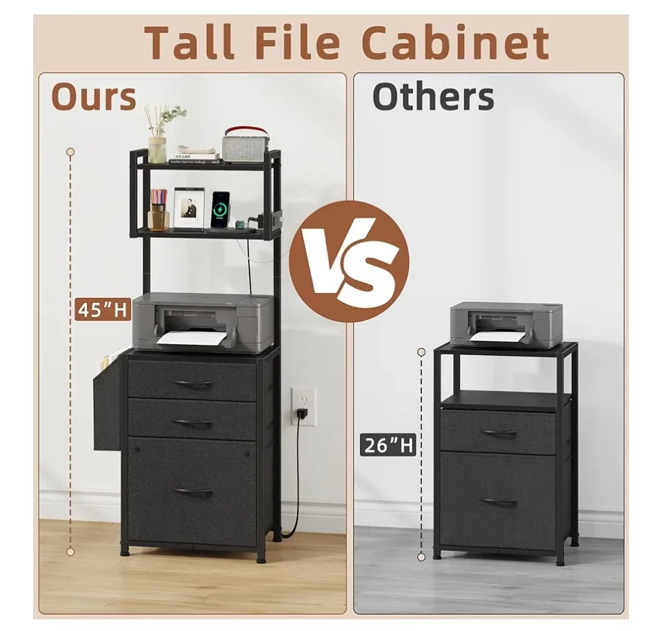 HIGDBFE 3-Drawer File Cabinet with Charging Station🥕 image indicator(6)