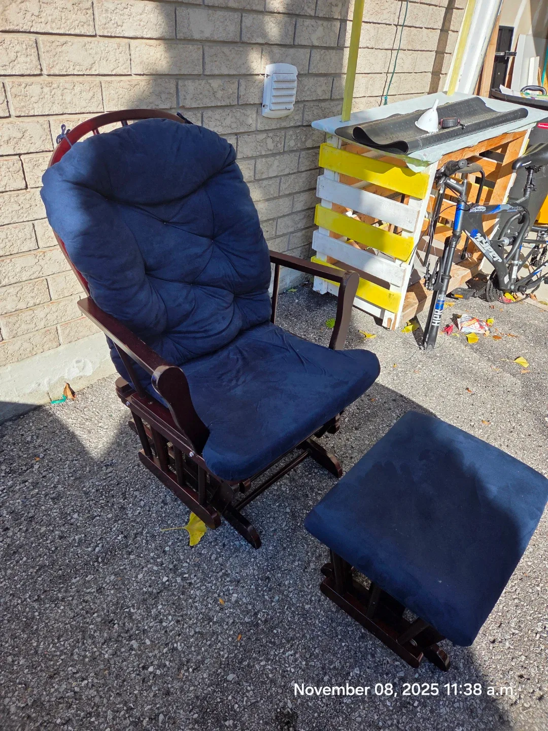 Glider Rocker Chair with Ottoman - Blue image indicator(3)