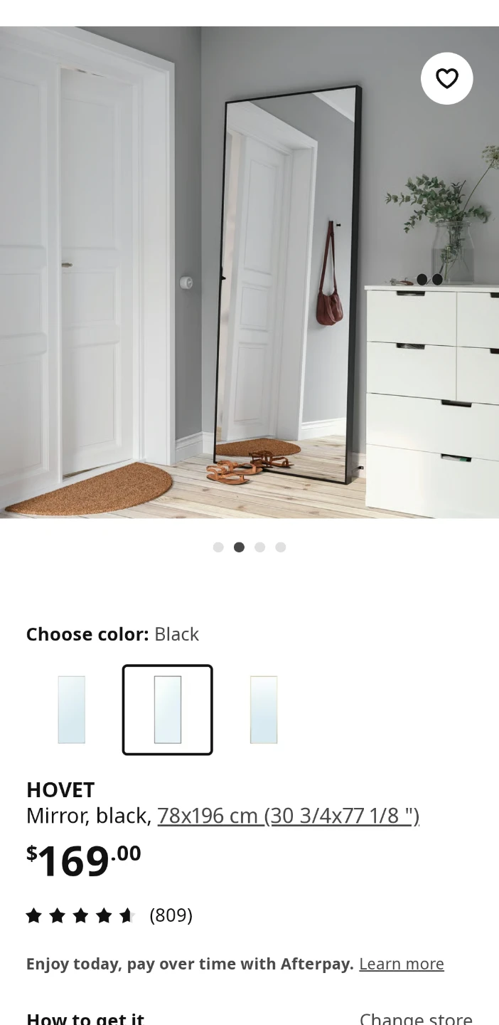 IKEA Hovet Mirror, Black, 30 3/4x77 1/8"