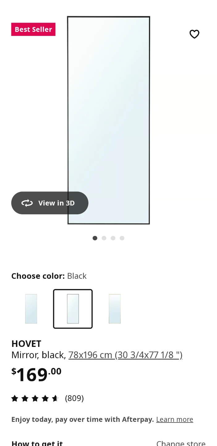 IKEA Hovet Mirror, Black, 30 3/4x77 1/8" - photo 2
