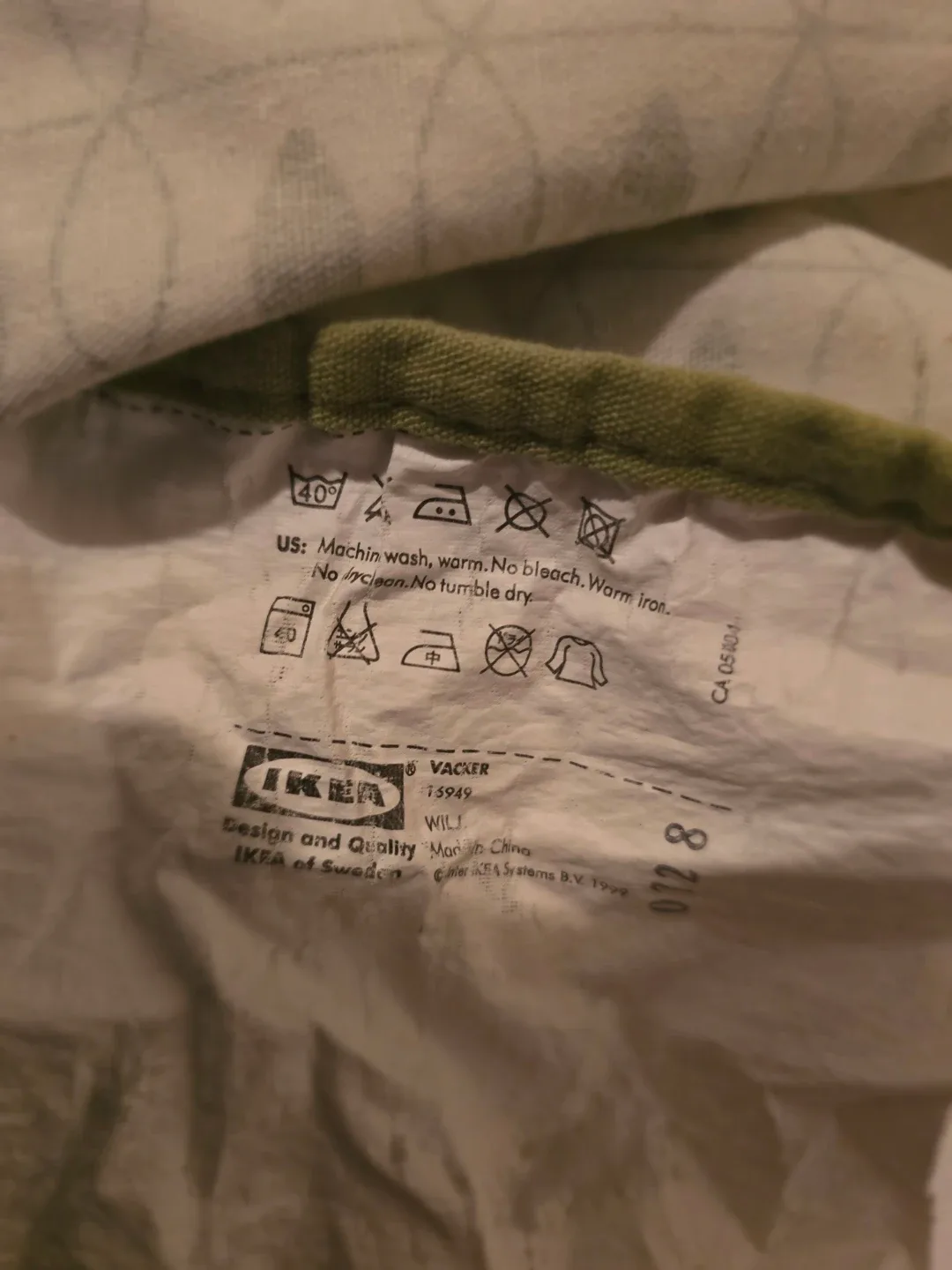 Green & White Patterned Cotton Canvas LAUNDRY Bag IKEA image indicator(3)