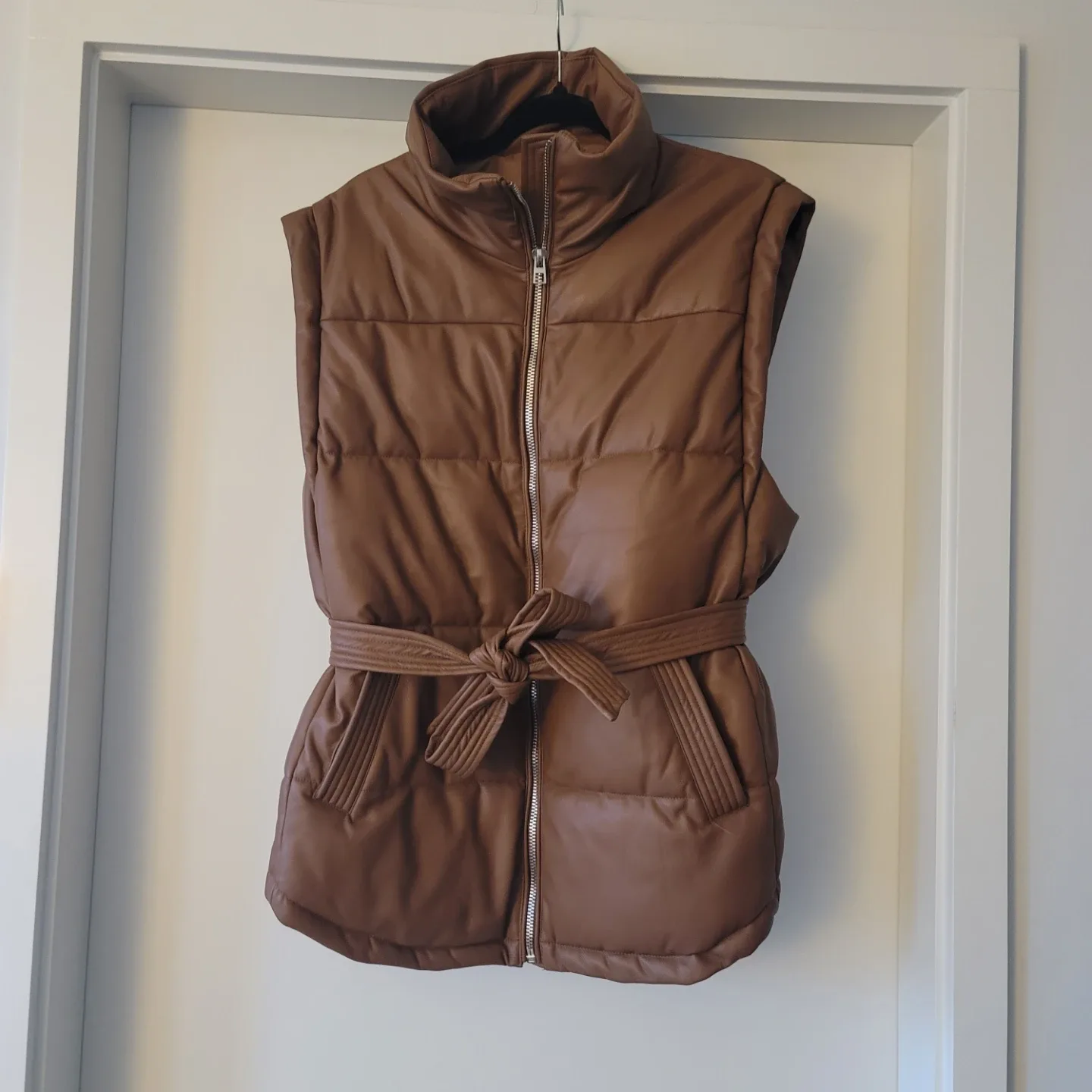 Dynamite Brown Faux Leather Puffer Vest - Size M/L image indicator(6)