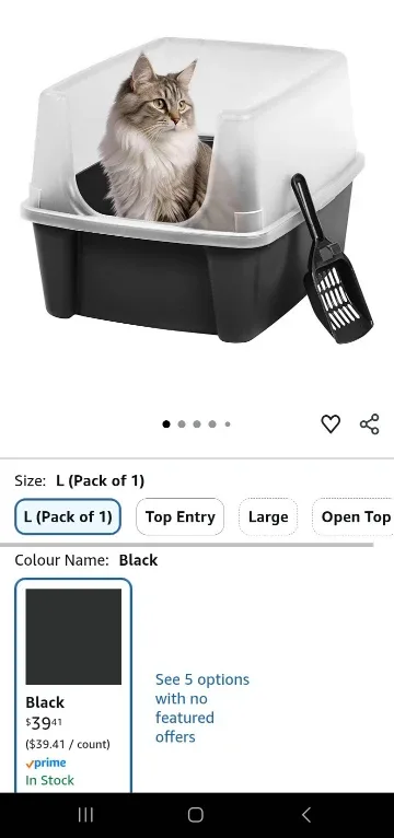 SPB Top Entry Cat Litter Box - Large, Black