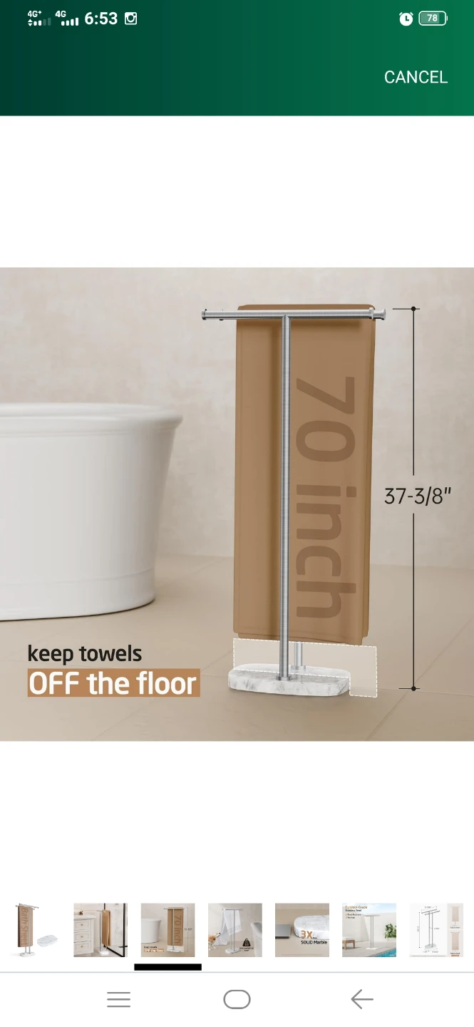 KES Free Standing Towel Rack with Marble Base - Brand New - photo 3