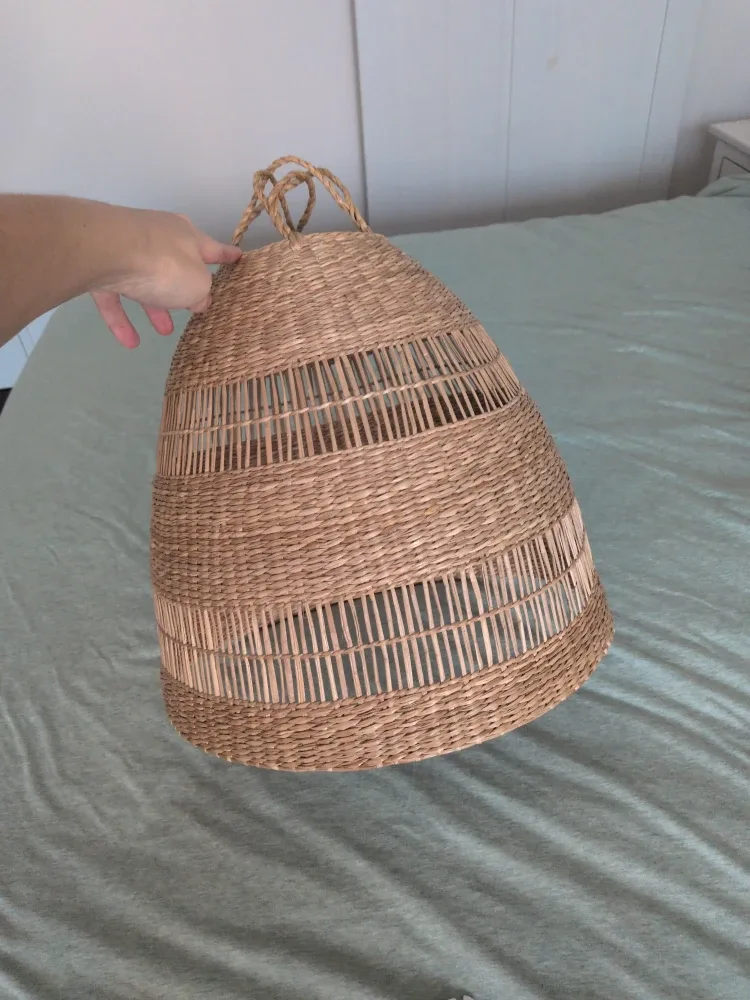 Ikea Torared seagrass lampshade with optional cord for bulb image indicator(6)