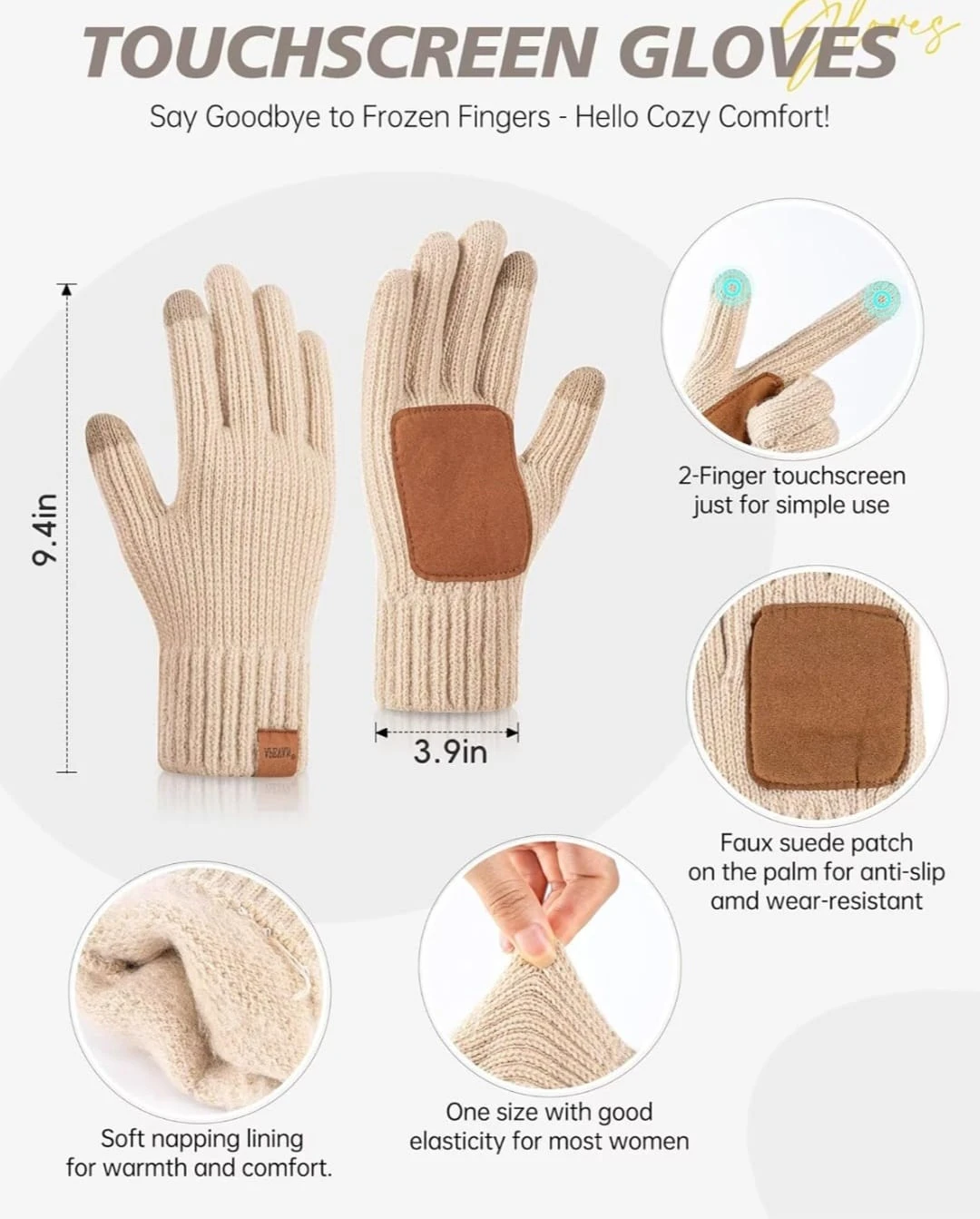 Apevan Winter Set: Beanie, Earmuffs, Scarf & Gloves - Beige - photo 3
