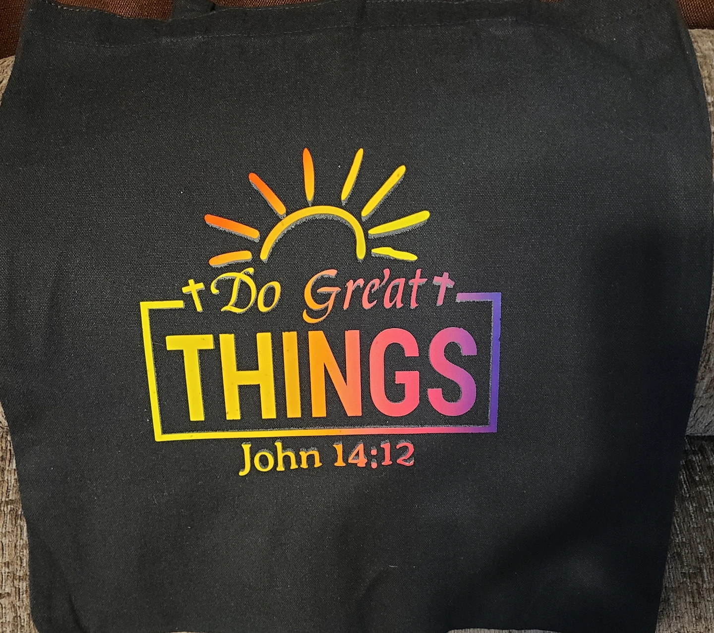 Handmade Black  Religious Tote Bags