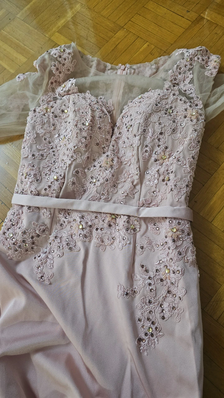 Pink Formal Dress with Lace Details