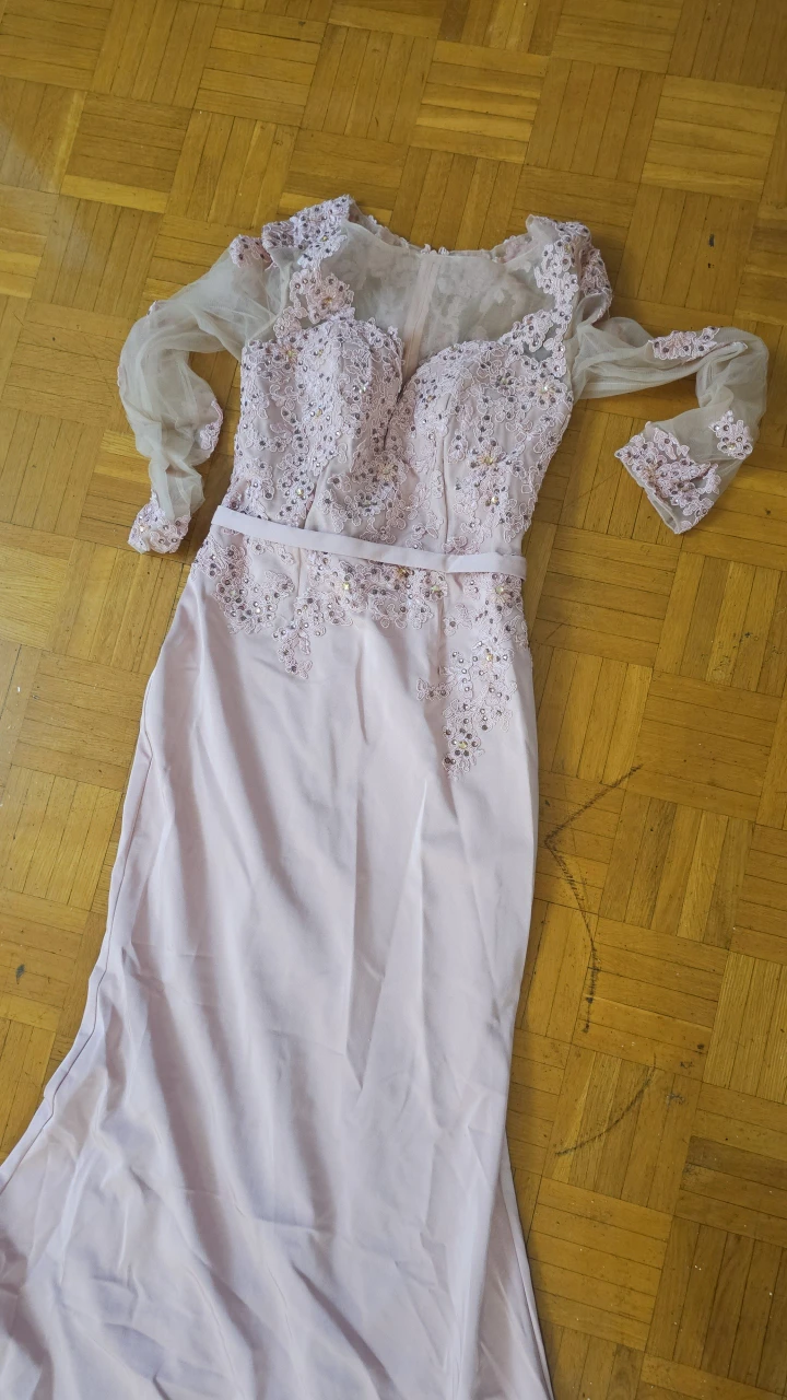 Pink Formal Dress with Lace Details - photo 2
