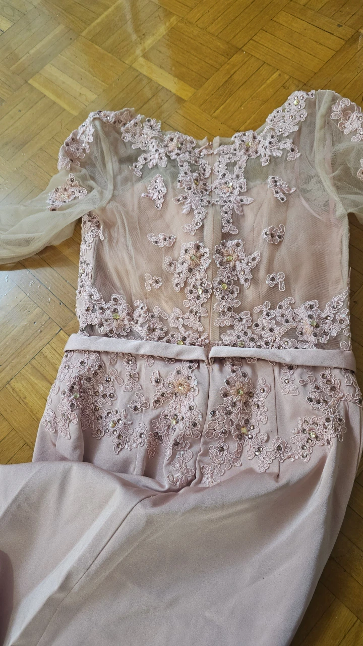 Pink Formal Dress with Lace Details - photo 3