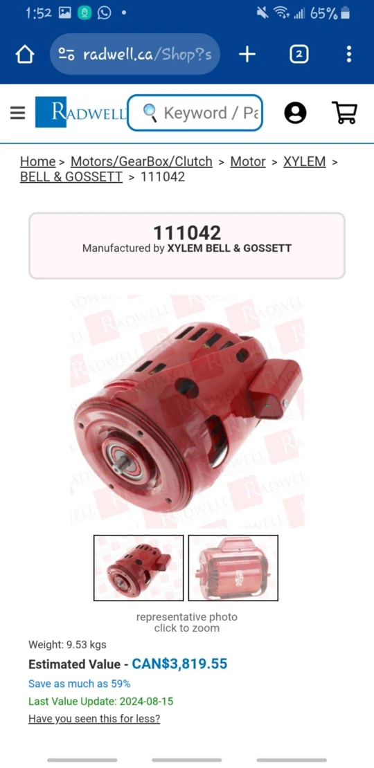 Bell & Gossett Electric Motor 1/3 hp - photo 2