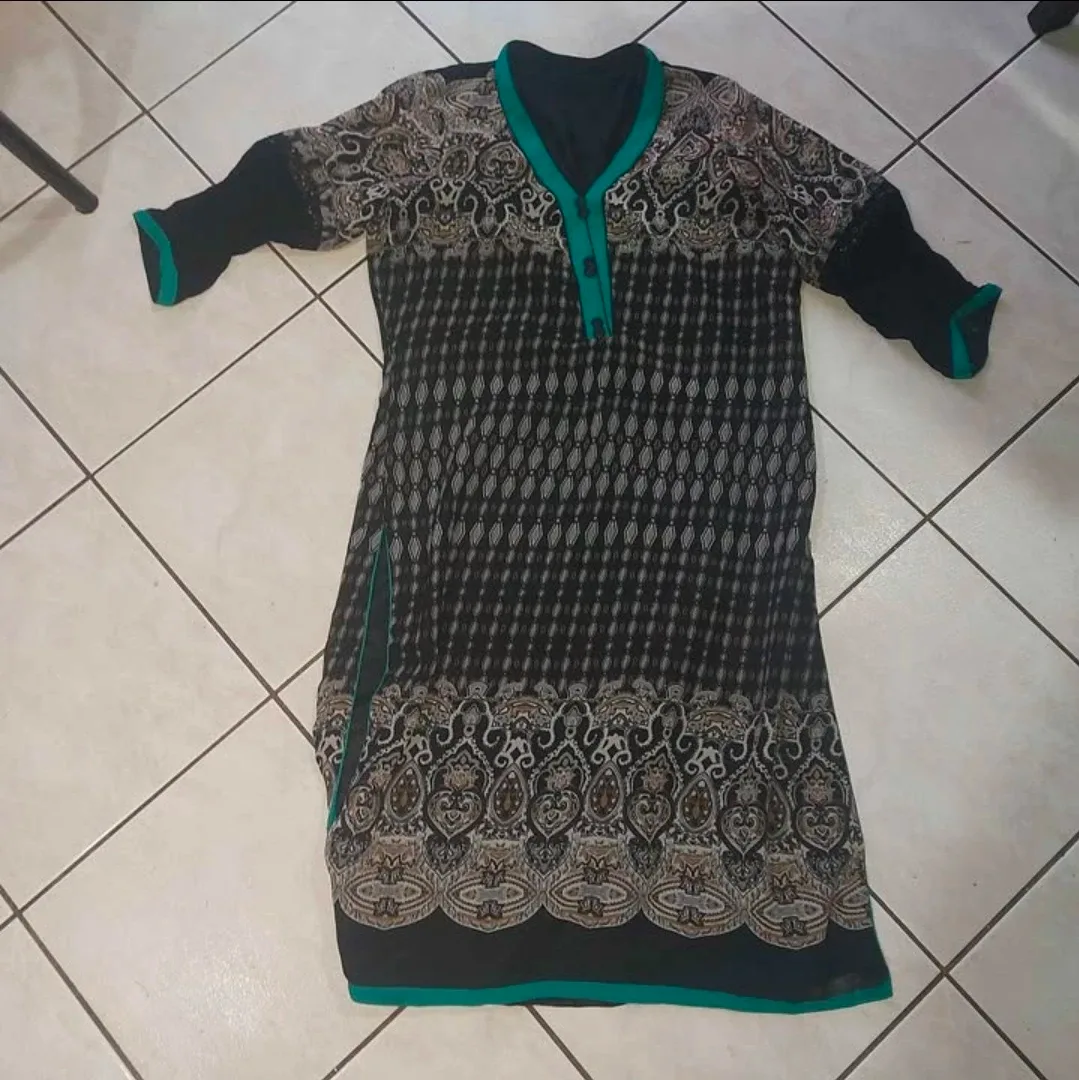 Patterned Black Kurti high neck