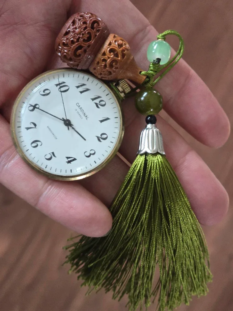 vintage soviet Cardinal Pocket Watch on Wooden Stand and tassel