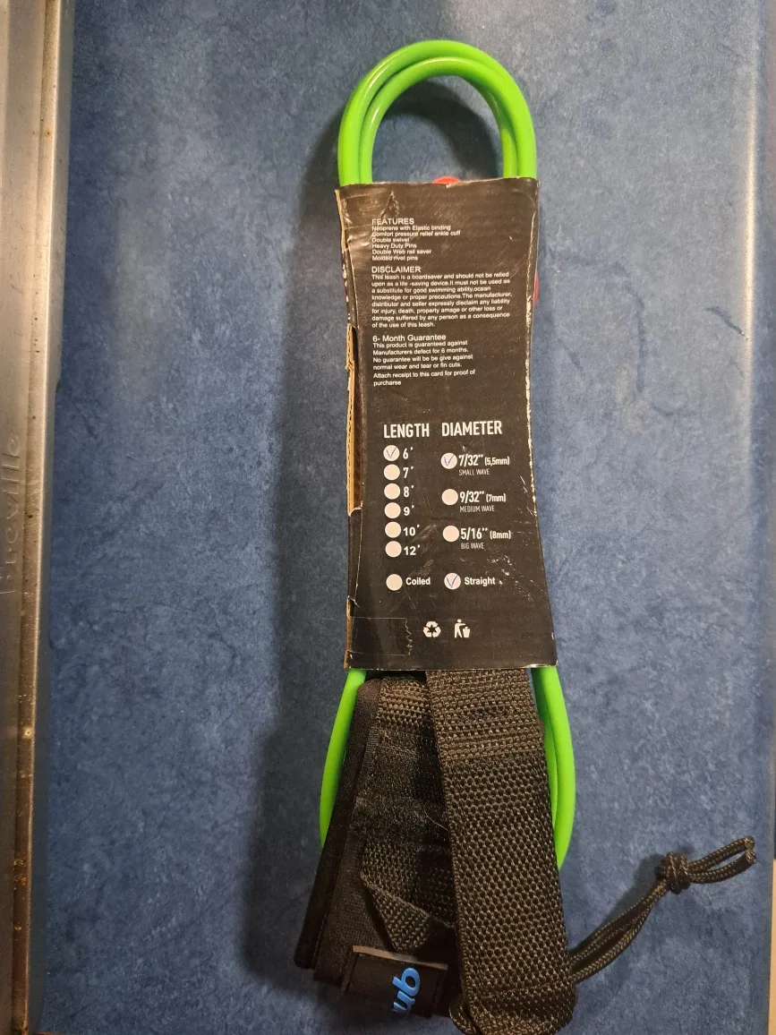 Abahub 7' Surfboard/paddleboard Leash - Green image indicator(2)