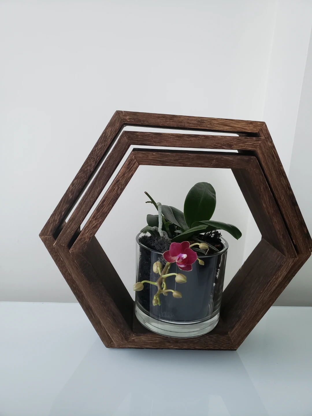 Hexagon Wood Floating Shelves, Set of 3 - photo 3