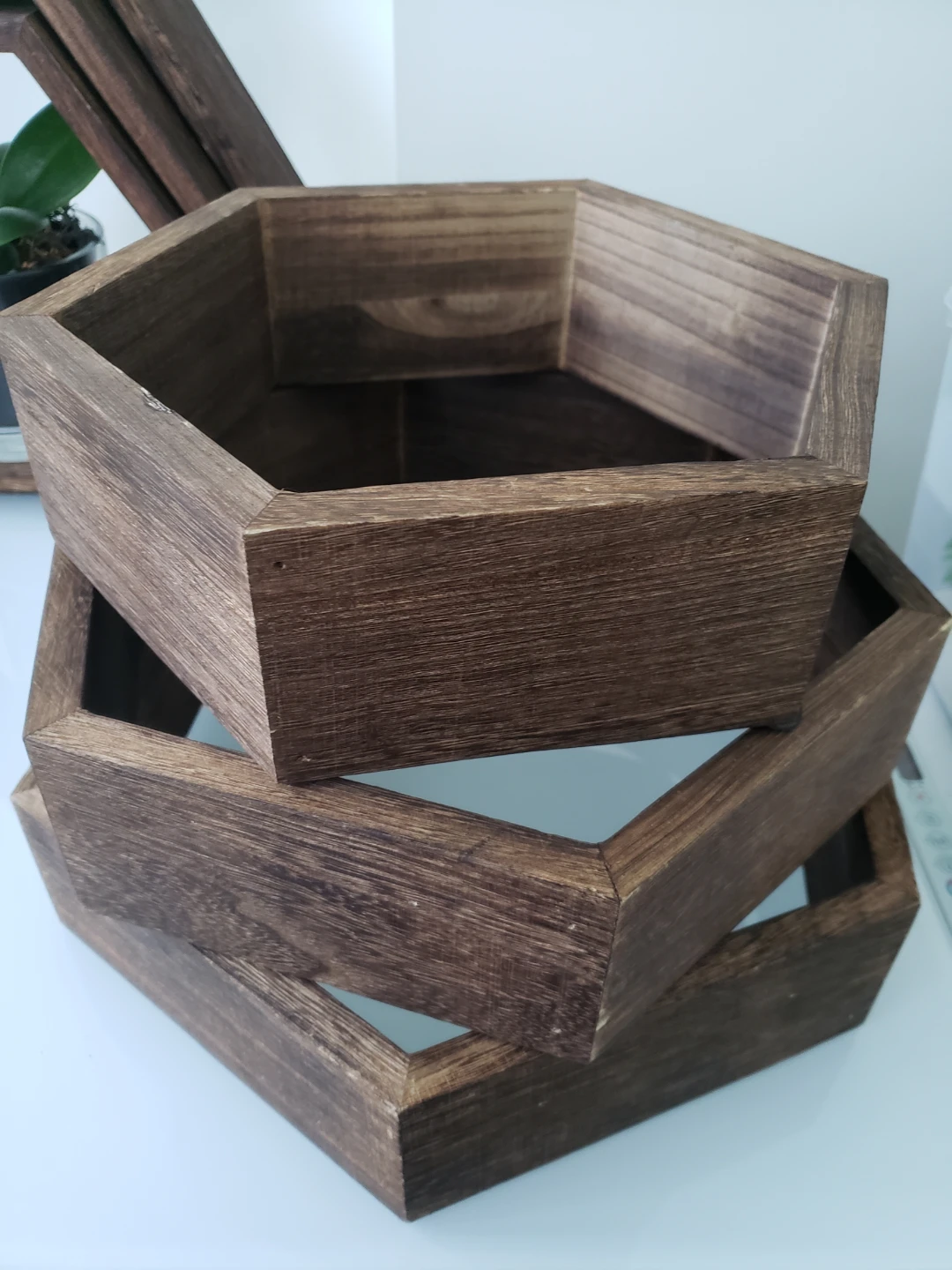 Hexagon Wood Floating Shelves, Set of 3 - photo 4