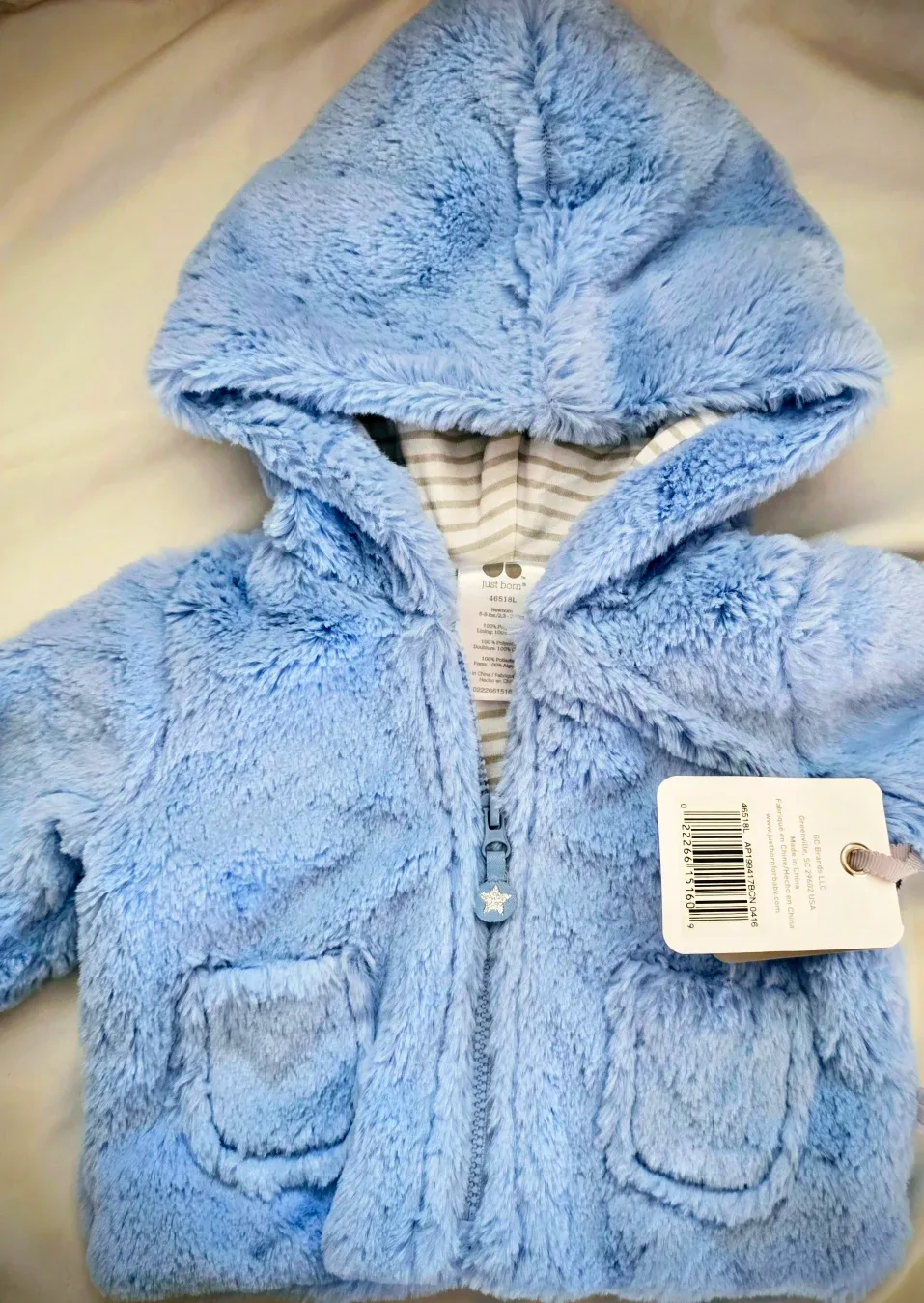 Adorable baby boy JUST BORN fleece cozy sweater jacket