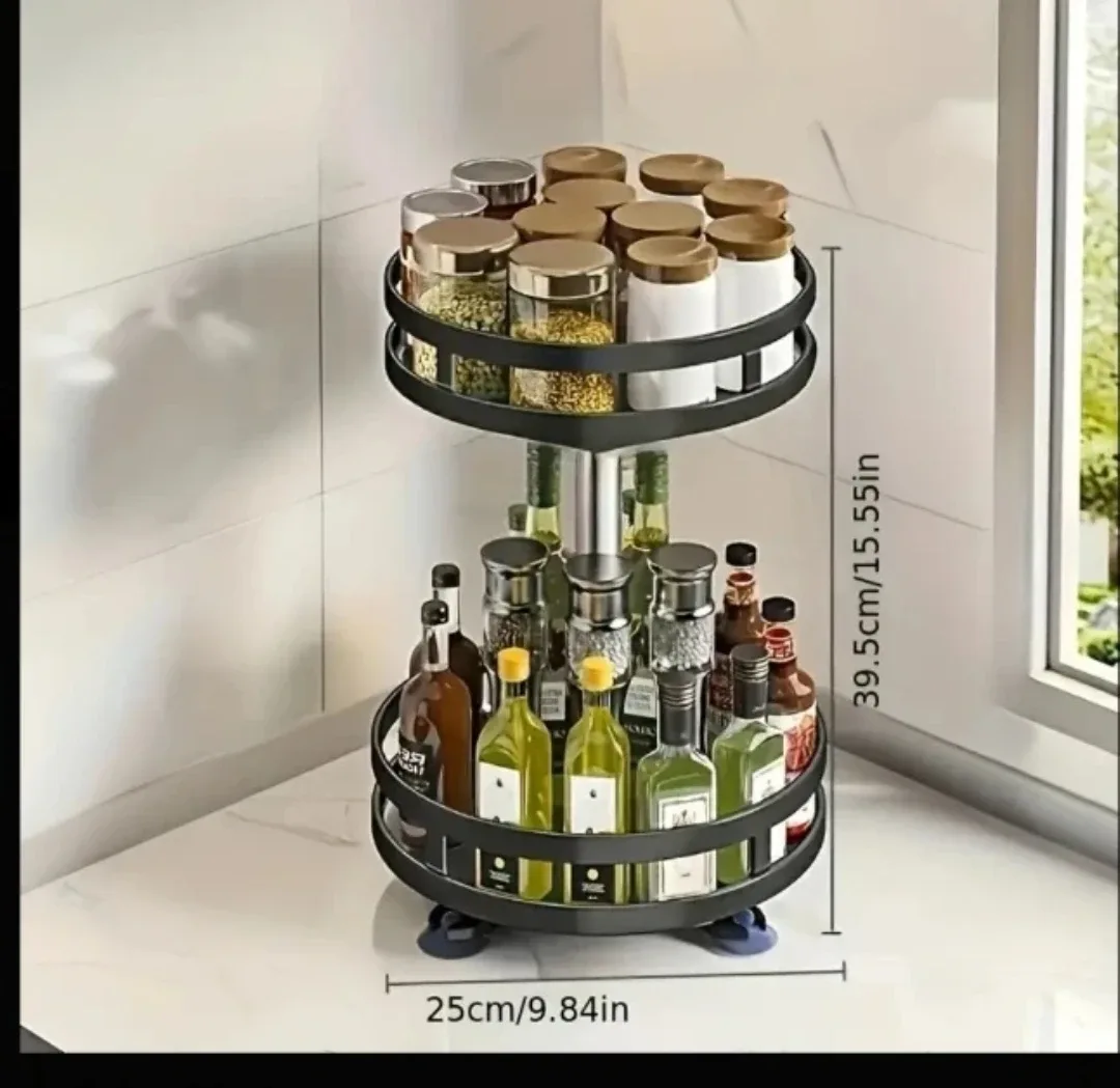 🥕BRAND NEW 360° Rotatable Seasoning Shelf - Black image indicator(2)