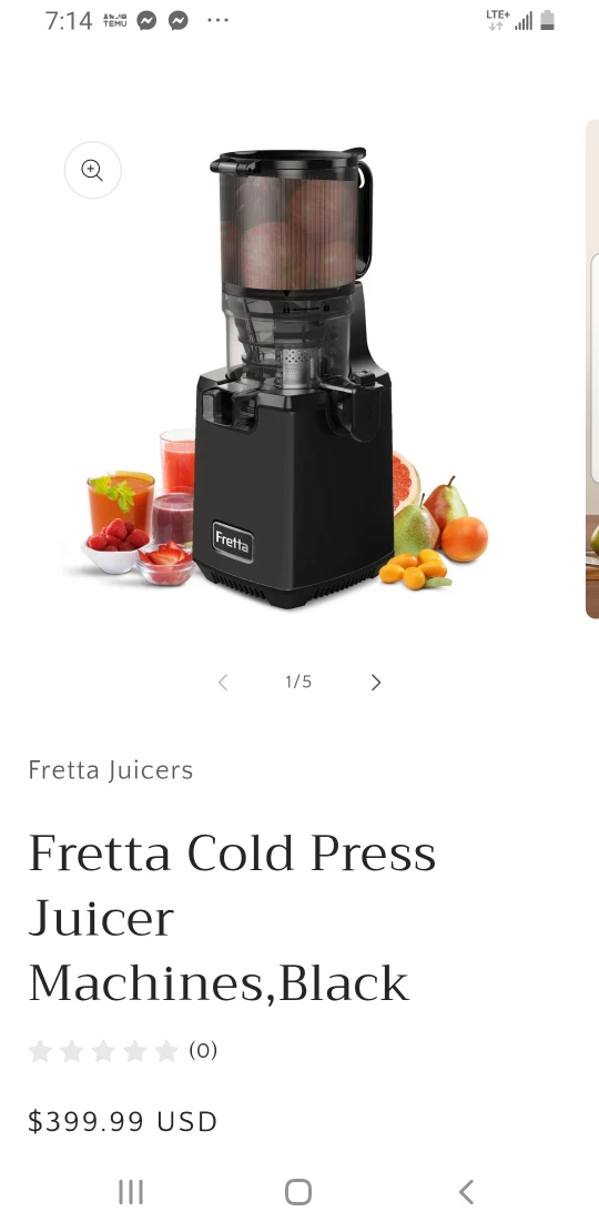 Fretta Cold Press Juicer M1 - Black - photo 3