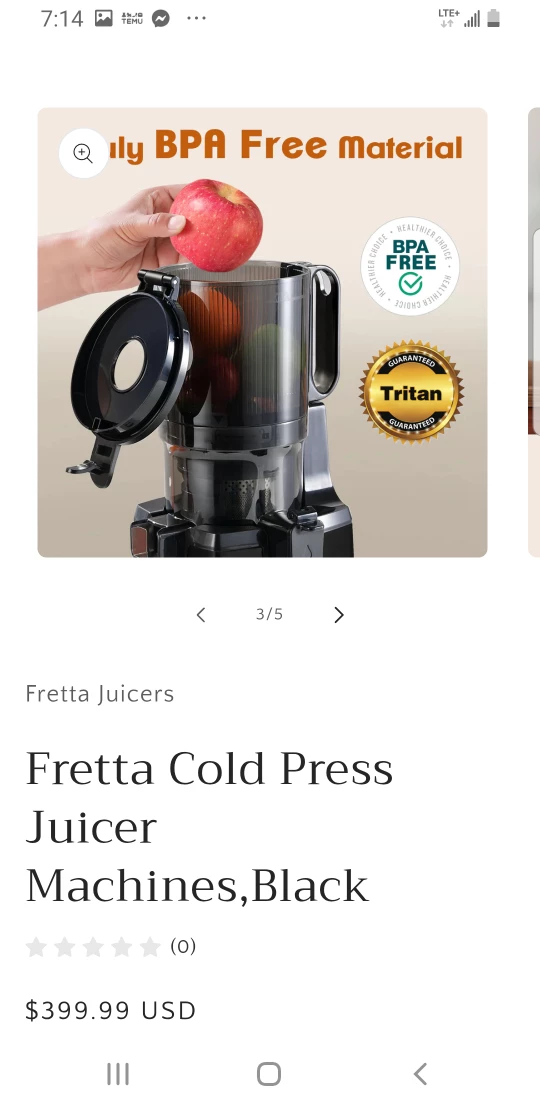 Fretta Cold Press Juicer M1 - Black - photo 4