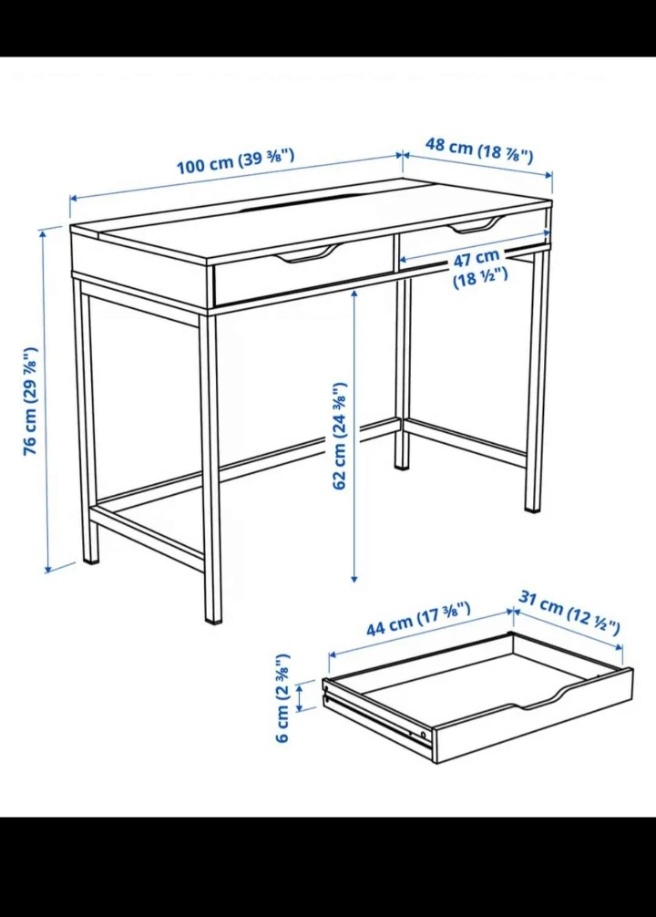 Ikea Alex White Desk with Drawers - photo 3