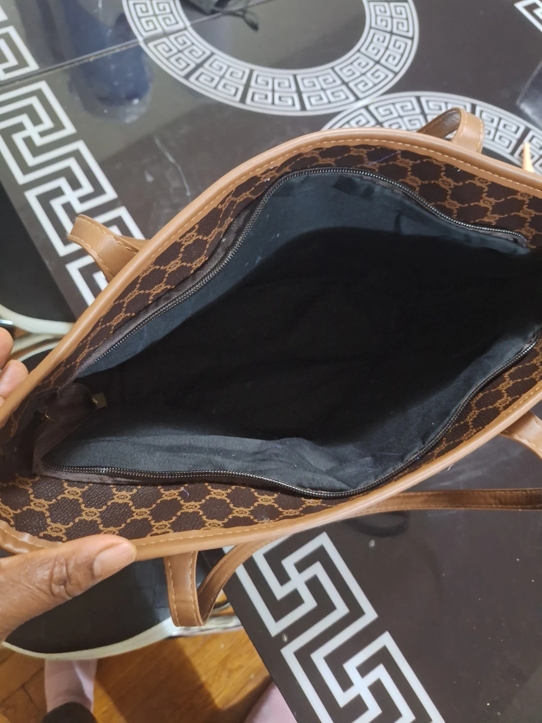Brown Patterned Tote Bag