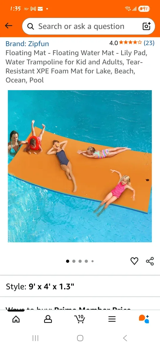 Floating Water Mat - 9' x 4'
