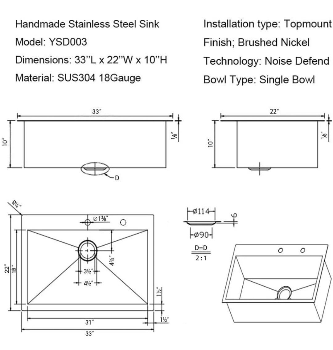 Handmade Stainless Steel Kitchen Sink - photo 3