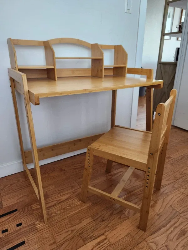 UNICOO Bamboo Height Adjustable Kids Desk and Chair image indicator(3)