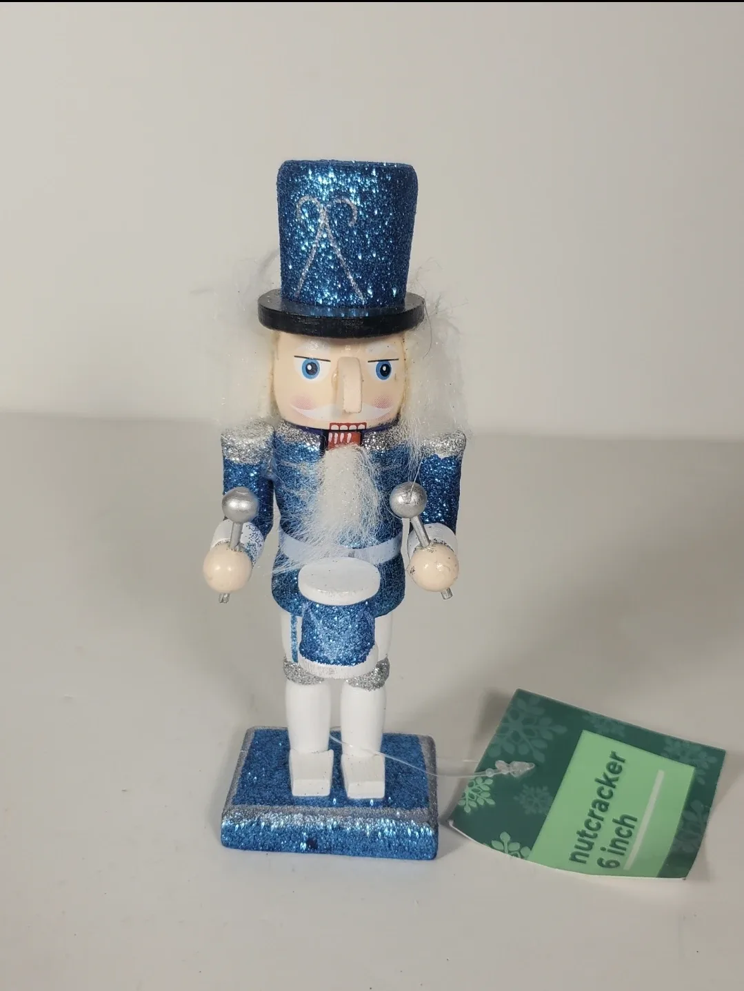 Christmas Blue Glitter Nutcracker Holiday Home Décor 6 Inches thumbnail