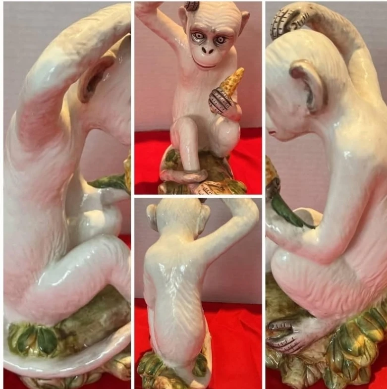 Very Rare Antique/Vintage  Abigail, Italy Ceramic Monkeys