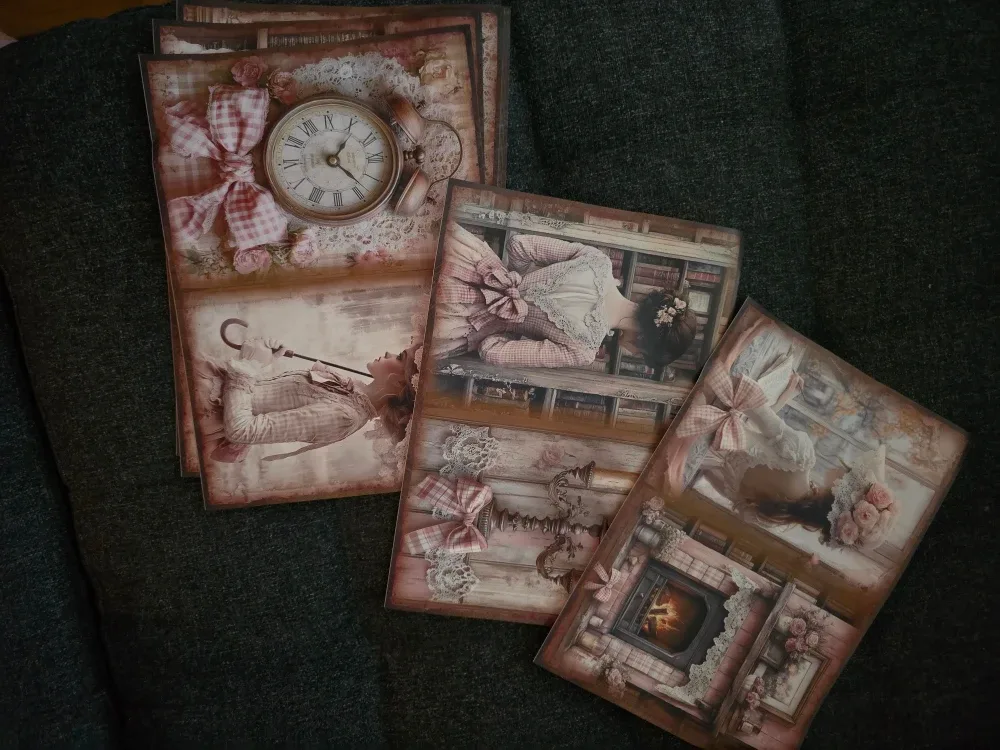 10 pcs old vintage style scrapbook paper  for projects 26x20cm image indicator(2)