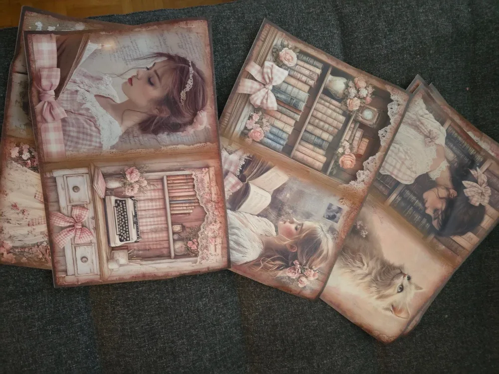 10 pcs old vintage style scrapbook paper  for projects 26x20cm image indicator(3)