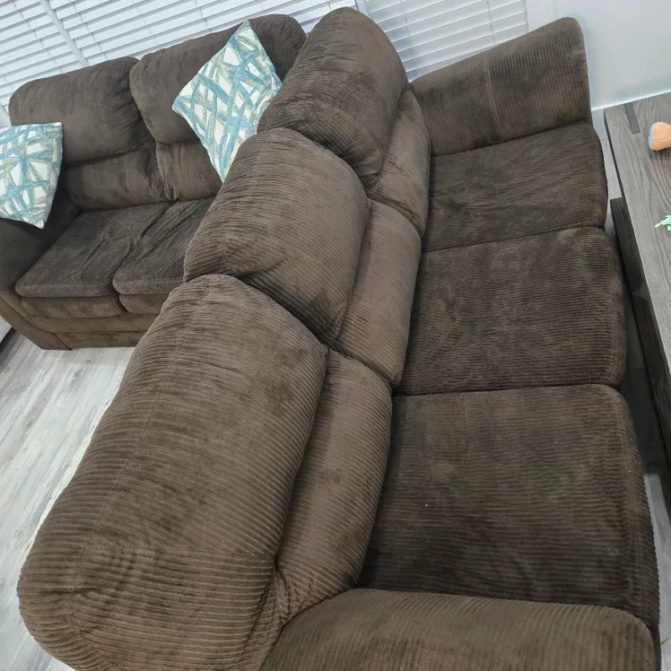 Brown Corduroy Sofa and Loveseat Set