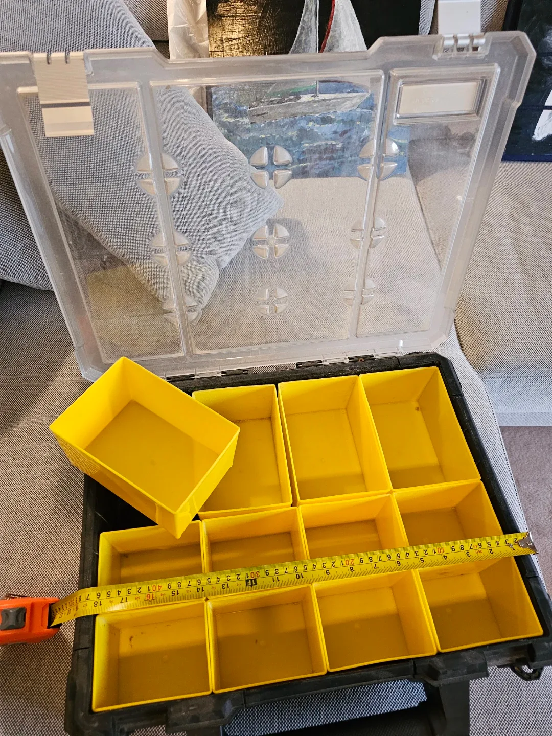Tool Organizer Box with Yellow Inserts