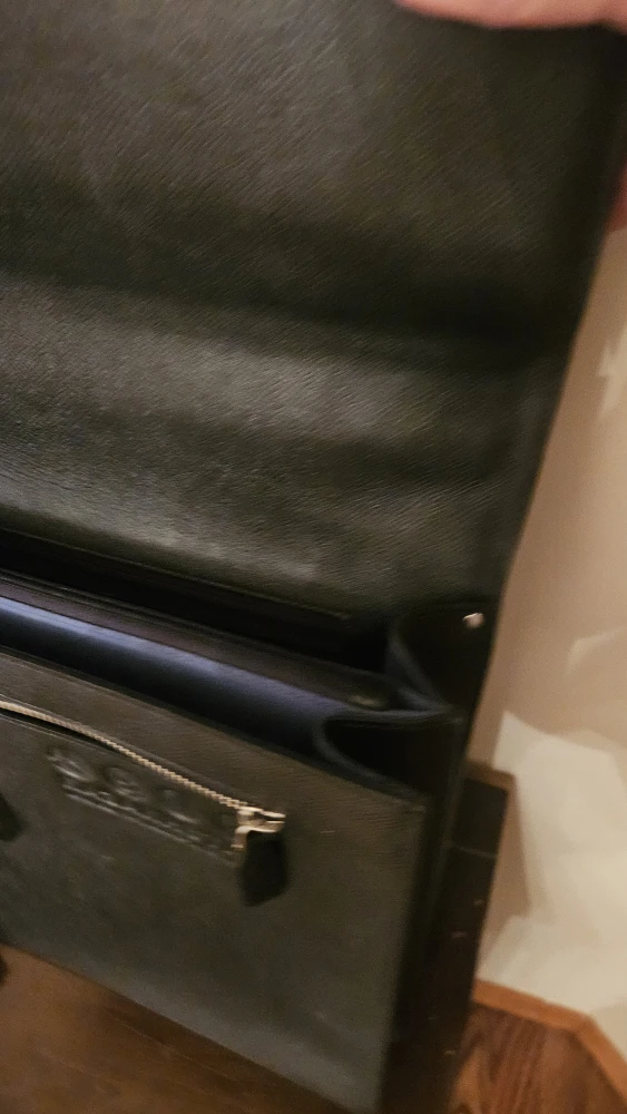 Black Leather Briefcase with Shoulder Strap - photo 3