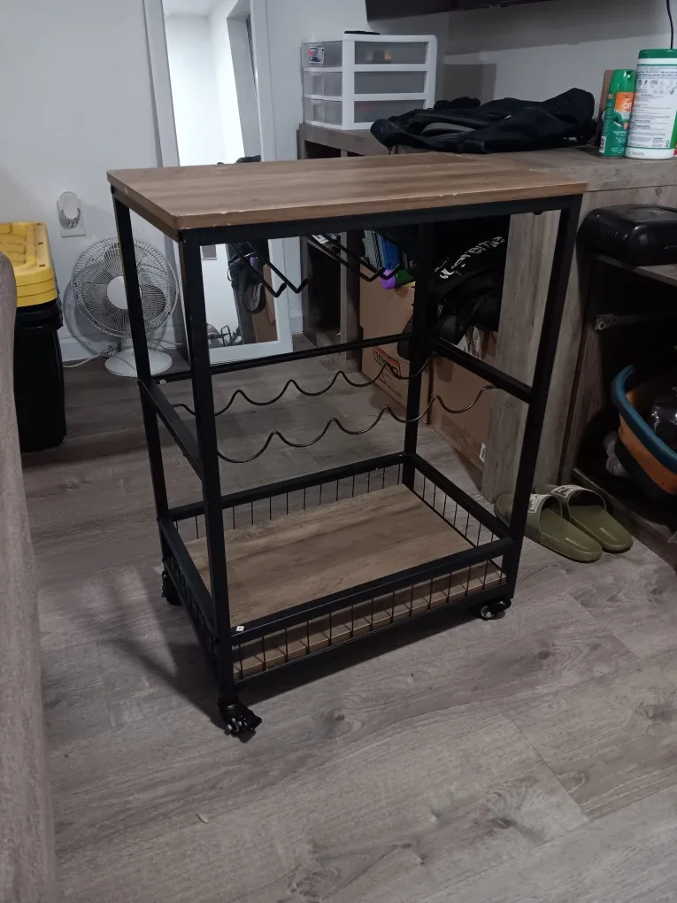 Rolling Bar Cart with Wine Rack