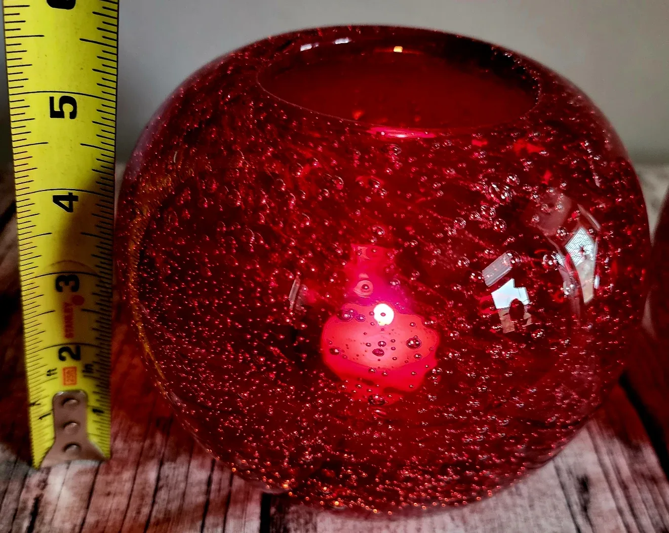 Heavy Red Bubble Glass Candle Holders - Set of 2 image indicator(2)