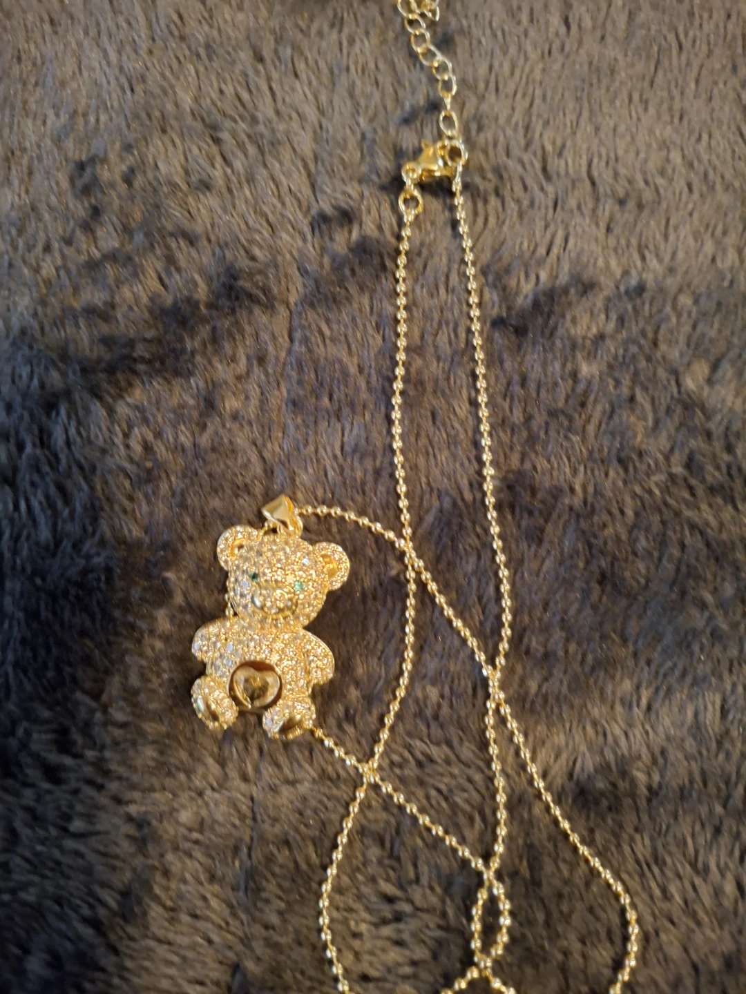 Gold Teddy Bear Pendant Necklace