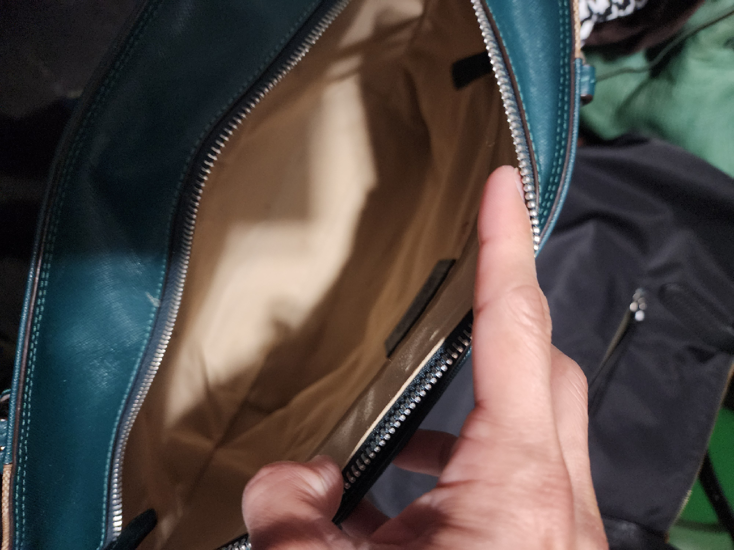 Coach Teal Leather & Signature Canvas Tote Bag - photo 4