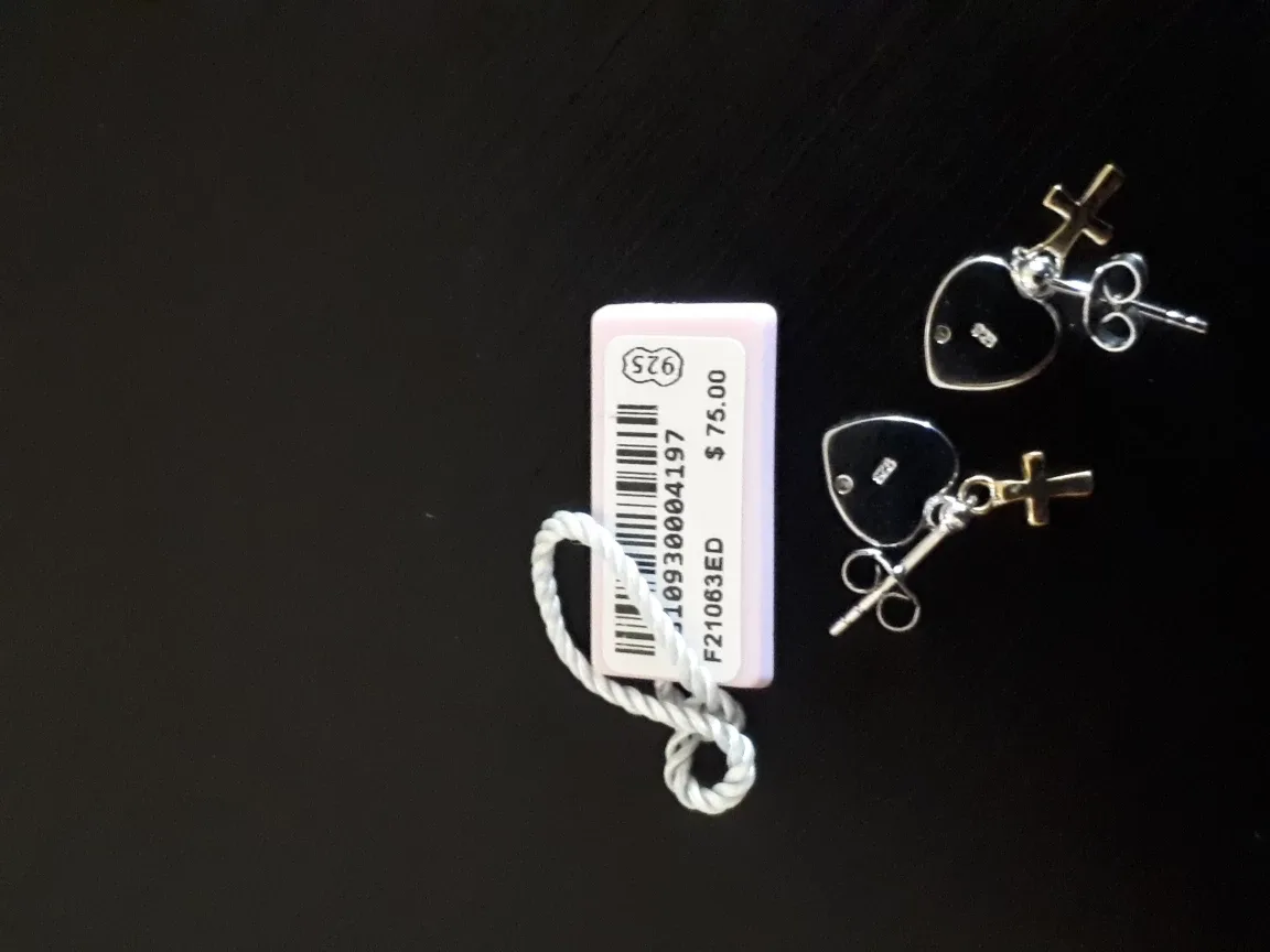 Heart & Cross Earrings - Sterling Silver 925