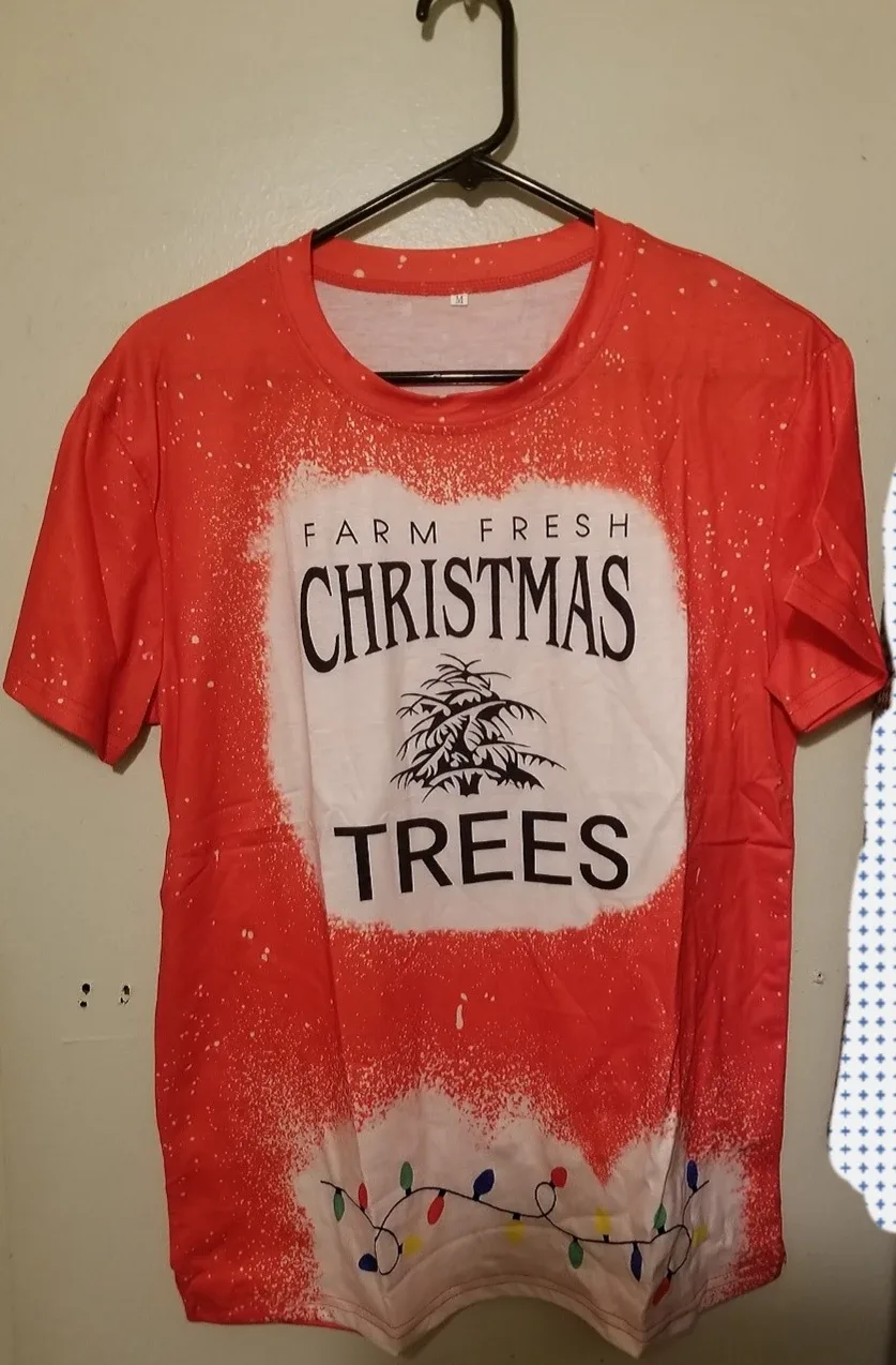NWOT Women's Christmas Trees & Letter Red T-Shirt image indicator(2)
