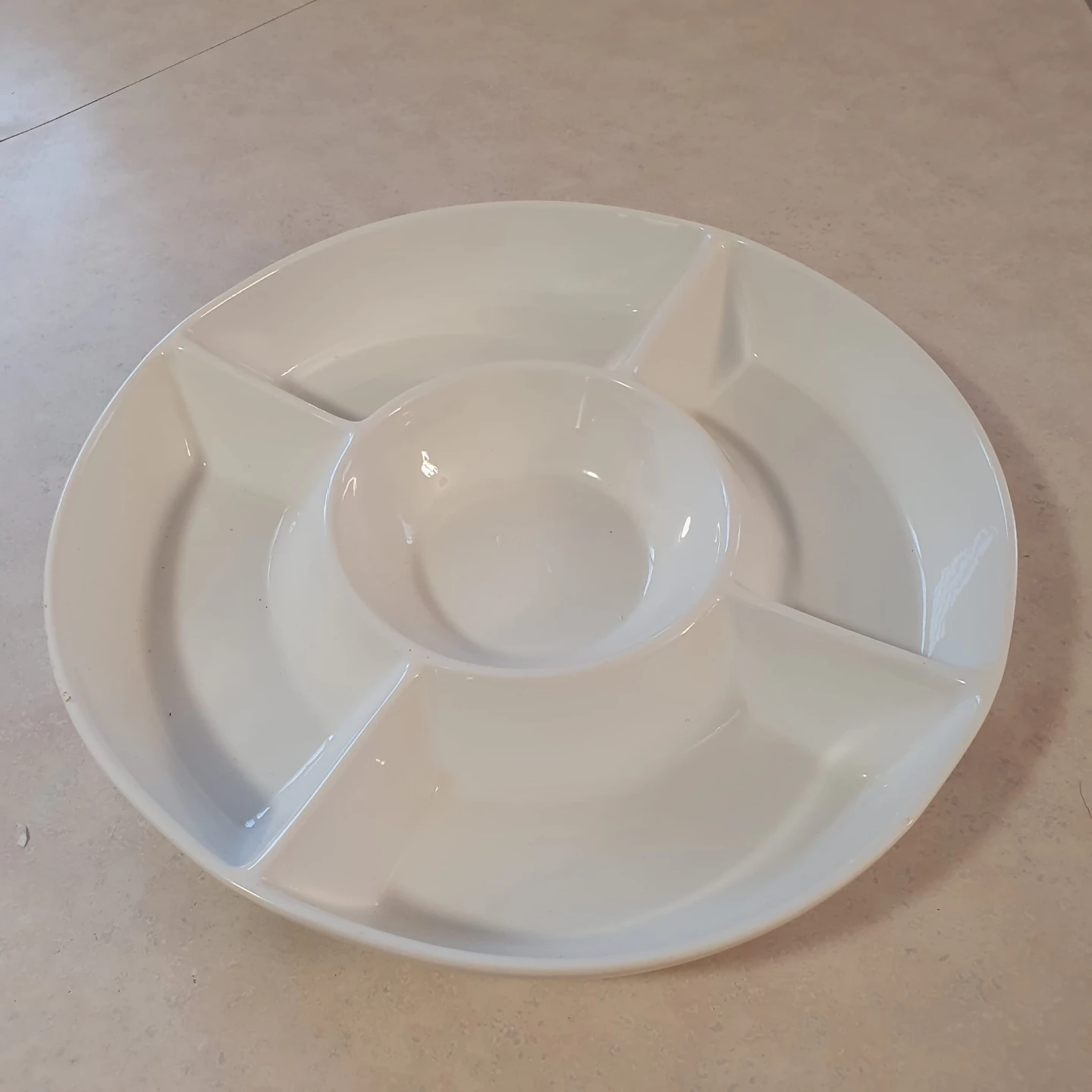 White Serving Platter with Dip Bowl