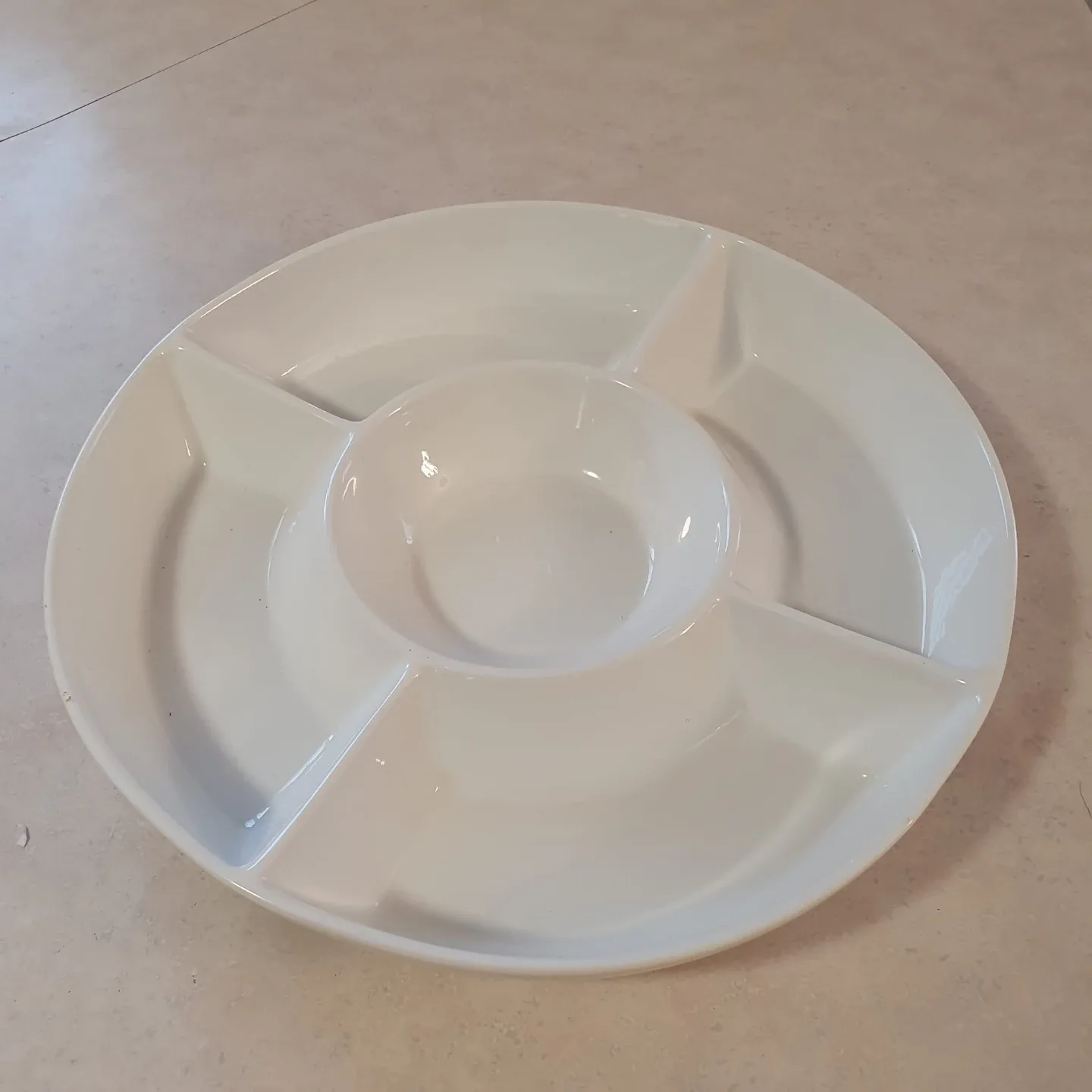 White Serving Platter with Dip Bowl