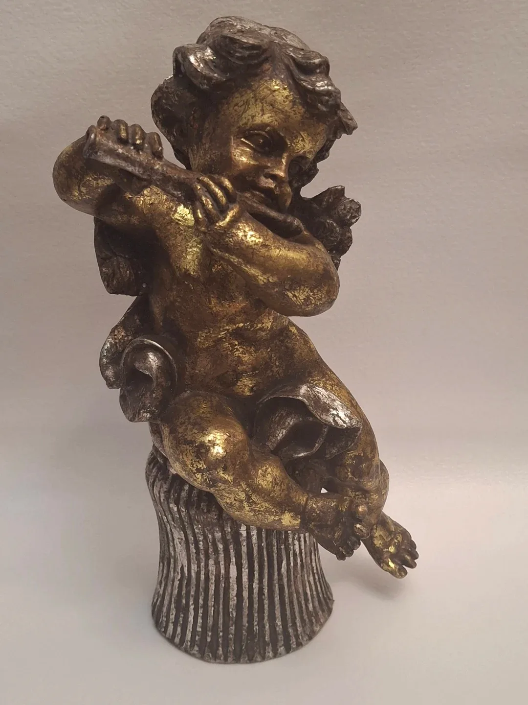 Vintage Gold Wooden  Cherub Statue thumbnail